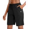 imageG Gradual Womens 7  9 Shorts with Deep Pockets Elastic Waist Bermuda Jersey Long Shorts for Woman Lounge WalkingBlack