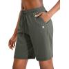 imageG Gradual Womens 7  9 Shorts with Deep Pockets Elastic Waist Bermuda Jersey Long Shorts for Woman Lounge WalkingDark Green