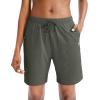 imageG Gradual Womens 7  9 Shorts with Deep Pockets Elastic Waist Bermuda Jersey Long Shorts for Woman Lounge WalkingDark Green
