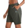 imageG Gradual Womens 7  9 Shorts with Deep Pockets Elastic Waist Bermuda Jersey Long Shorts for Woman Lounge WalkingDark Green