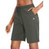 imageG Gradual Womens 7  9 Shorts with Deep Pockets Elastic Waist Bermuda Jersey Long Shorts for Woman Lounge WalkingDark Green