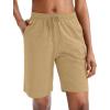 imageG Gradual Womens 7  9 Shorts with Deep Pockets Elastic Waist Bermuda Jersey Long Shorts for Woman Lounge WalkingDark Khaki