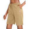 imageG Gradual Womens 7  9 Shorts with Deep Pockets Elastic Waist Bermuda Jersey Long Shorts for Woman Lounge WalkingDark Khaki