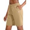 imageG Gradual Womens 7  9 Shorts with Deep Pockets Elastic Waist Bermuda Jersey Long Shorts for Woman Lounge WalkingDark Khaki