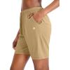 imageG Gradual Womens 7  9 Shorts with Deep Pockets Elastic Waist Bermuda Jersey Long Shorts for Woman Lounge WalkingDark Khaki