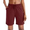 imageG Gradual Womens 7  9 Shorts with Deep Pockets Elastic Waist Bermuda Jersey Long Shorts for Woman Lounge WalkingDark Red