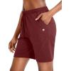 imageG Gradual Womens 7  9 Shorts with Deep Pockets Elastic Waist Bermuda Jersey Long Shorts for Woman Lounge WalkingDark Red