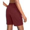 imageG Gradual Womens 7  9 Shorts with Deep Pockets Elastic Waist Bermuda Jersey Long Shorts for Woman Lounge WalkingDark Red