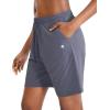 imageG Gradual Womens 7  9 Shorts with Deep Pockets Elastic Waist Bermuda Jersey Long Shorts for Woman Lounge WalkingDust Blue