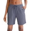 imageG Gradual Womens 7  9 Shorts with Deep Pockets Elastic Waist Bermuda Jersey Long Shorts for Woman Lounge WalkingDust Blue