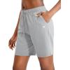 imageG Gradual Womens 7  9 Shorts with Deep Pockets Elastic Waist Bermuda Jersey Long Shorts for Woman Lounge WalkingGrey