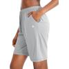 imageG Gradual Womens 7  9 Shorts with Deep Pockets Elastic Waist Bermuda Jersey Long Shorts for Woman Lounge WalkingGrey