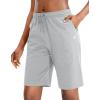imageG Gradual Womens 7  9 Shorts with Deep Pockets Elastic Waist Bermuda Jersey Long Shorts for Woman Lounge WalkingGrey