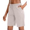 imageG Gradual Womens 7  9 Shorts with Deep Pockets Elastic Waist Bermuda Jersey Long Shorts for Woman Lounge WalkingKhaki