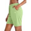 imageG Gradual Womens 7  9 Shorts with Deep Pockets Elastic Waist Bermuda Jersey Long Shorts for Woman Lounge WalkingLight Green
