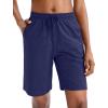 imageG Gradual Womens 7  9 Shorts with Deep Pockets Elastic Waist Bermuda Jersey Long Shorts for Woman Lounge WalkingNavy Blue