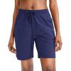 imageG Gradual Womens 7  9 Shorts with Deep Pockets Elastic Waist Bermuda Jersey Long Shorts for Woman Lounge WalkingNavy Blue