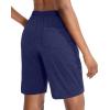imageG Gradual Womens 7  9 Shorts with Deep Pockets Elastic Waist Bermuda Jersey Long Shorts for Woman Lounge WalkingNavy Blue