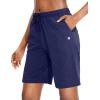 imageG Gradual Womens 7  9 Shorts with Deep Pockets Elastic Waist Bermuda Jersey Long Shorts for Woman Lounge WalkingNavy Blue