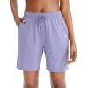 imageG Gradual Womens 7  9 Shorts with Deep Pockets Elastic Waist Bermuda Jersey Long Shorts for Woman Lounge WalkingPurple