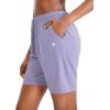 imageG Gradual Womens 7  9 Shorts with Deep Pockets Elastic Waist Bermuda Jersey Long Shorts for Woman Lounge WalkingPurple