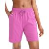 imageG Gradual Womens 7  9 Shorts with Deep Pockets Elastic Waist Bermuda Jersey Long Shorts for Woman Lounge WalkingRose Red