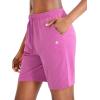 imageG Gradual Womens 7  9 Shorts with Deep Pockets Elastic Waist Bermuda Jersey Long Shorts for Woman Lounge WalkingRose Red