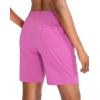 imageG Gradual Womens 7  9 Shorts with Deep Pockets Elastic Waist Bermuda Jersey Long Shorts for Woman Lounge WalkingRose Red