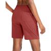 imageG Gradual Womens 7  9 Shorts with Deep Pockets Elastic Waist Bermuda Jersey Long Shorts for Woman Lounge WalkingSavannah Red