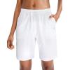 imageG Gradual Womens 7  9 Shorts with Deep Pockets Elastic Waist Bermuda Jersey Long Shorts for Woman Lounge WalkingWhite