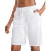 imageG Gradual Womens 7  9 Shorts with Deep Pockets Elastic Waist Bermuda Jersey Long Shorts for Woman Lounge WalkingWhite