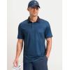 imageMens Golf Polo Shirts Dry Fit Performance Moisture Wicking Casual Print Golf Shirts for Men BreathableNavy Grid