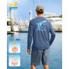 imageMens Sun Protection Shirts UPF 50 Rash Guard for Men Swim Long Sleeve Hiking Fishing Athletic Workout ShirtGrey Blue Shark