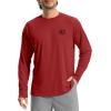 imageMens Sun Protection Shirts UPF 50 Rash Guard for Men Swim Long Sleeve Hiking Fishing Athletic Workout ShirtRed Black Tent