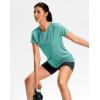imageWorkout Shirts for Women Lightweight HipLength Long Tshirts Dry Fit Short Sleeve Athletic Tops Gym Running Summer CasualHeather Aqua