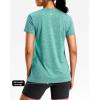 imageWorkout Shirts for Women Lightweight HipLength Long Tshirts Dry Fit Short Sleeve Athletic Tops Gym Running Summer CasualHeather Aqua