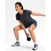 imageWorkout Shirts for Women Lightweight HipLength Long Tshirts Dry Fit Short Sleeve Athletic Tops Gym Running Summer CasualHeather Dark Gray