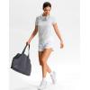imageWorkout Shirts for Women Lightweight HipLength Long Tshirts Dry Fit Short Sleeve Athletic Tops Gym Running Summer CasualHeather Halo Gray