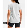 imageWorkout Shirts for Women Lightweight HipLength Long Tshirts Dry Fit Short Sleeve Athletic Tops Gym Running Summer CasualHeather Halo Gray