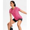 imageWorkout Shirts for Women Lightweight HipLength Long Tshirts Dry Fit Short Sleeve Athletic Tops Gym Running Summer CasualHeather Hot Pink