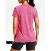 imageWorkout Shirts for Women Lightweight HipLength Long Tshirts Dry Fit Short Sleeve Athletic Tops Gym Running Summer CasualHeather Hot Pink