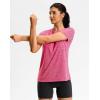 imageWorkout Shirts for Women Lightweight HipLength Long Tshirts Dry Fit Short Sleeve Athletic Tops Gym Running Summer CasualHeather Hot Pink