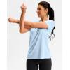 imageWorkout Shirts for Women Lightweight HipLength Long Tshirts Dry Fit Short Sleeve Athletic Tops Gym Running Summer CasualHeather Light Blue