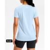 imageWorkout Shirts for Women Lightweight HipLength Long Tshirts Dry Fit Short Sleeve Athletic Tops Gym Running Summer CasualHeather Light Blue