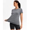 imageWorkout Shirts for Women Lightweight HipLength Long Tshirts Dry Fit Short Sleeve Athletic Tops Gym Running Summer CasualHeather Light Gray