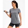 imageWorkout Shirts for Women Lightweight HipLength Long Tshirts Dry Fit Short Sleeve Athletic Tops Gym Running Summer CasualHeather Light Gray
