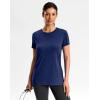 imageWorkout Shirts for Women Lightweight HipLength Long Tshirts Dry Fit Short Sleeve Athletic Tops Gym Running Summer CasualHeather Navy
