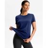imageWorkout Shirts for Women Lightweight HipLength Long Tshirts Dry Fit Short Sleeve Athletic Tops Gym Running Summer CasualHeather Navy