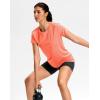 imageWorkout Shirts for Women Lightweight HipLength Long Tshirts Dry Fit Short Sleeve Athletic Tops Gym Running Summer CasualHeather Orange