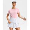 imageWorkout Shirts for Women Lightweight HipLength Long Tshirts Dry Fit Short Sleeve Athletic Tops Gym Running Summer CasualHeather Pink